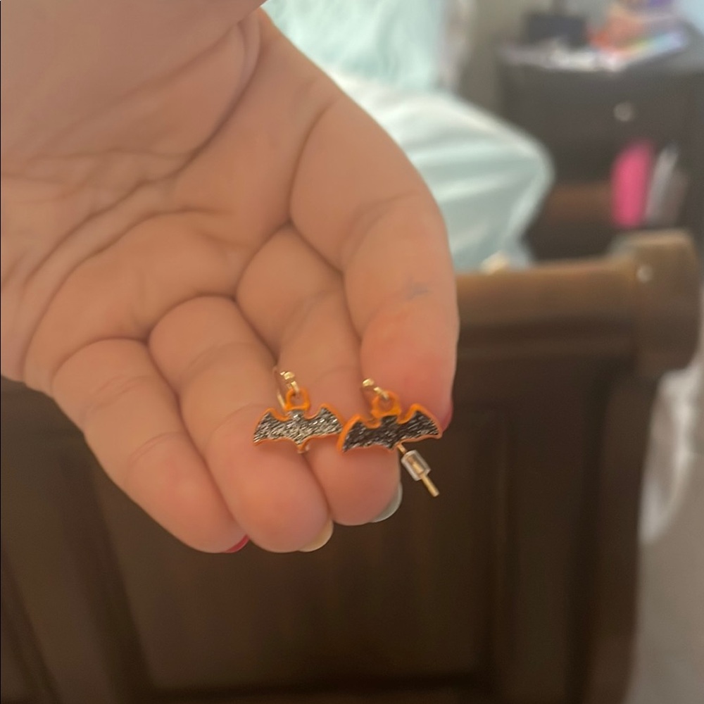 Gold and Black Bat Earrings
